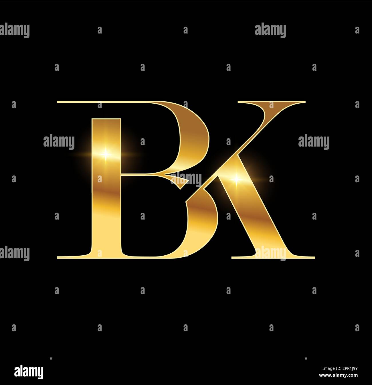 Golden Monogram Logo Initial Letters BK Stock Vector