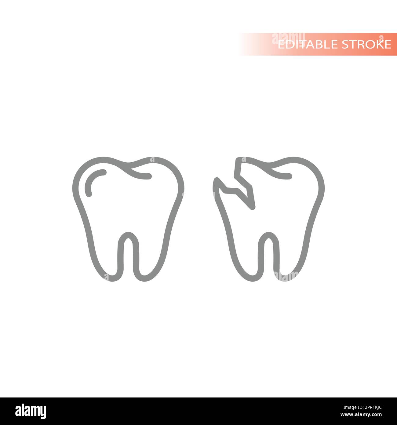 Dental tooth healthy and with caries vector icon Stock Vector Image ...