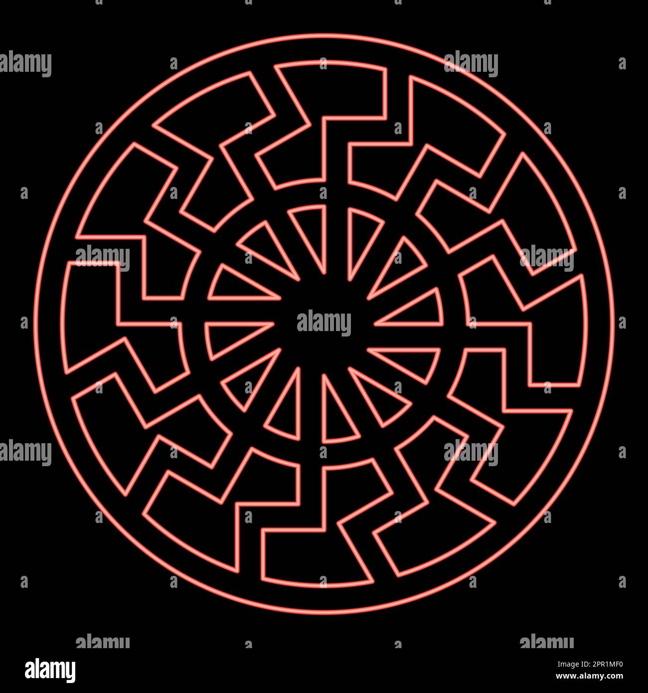 Neon black sun symbol red color vector illustration image flat style