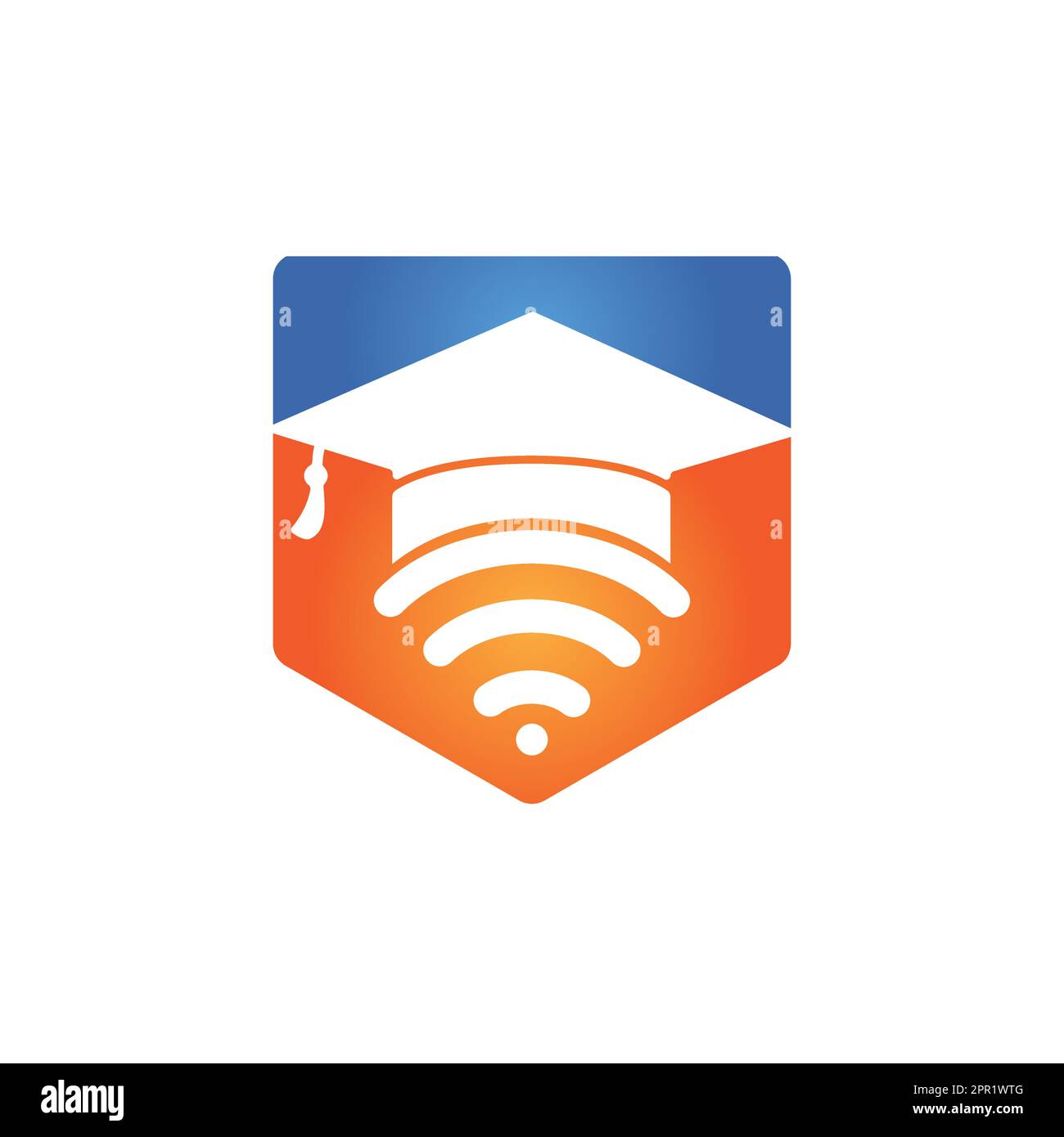 Graduate hat and wifi vector logo design. Study online logo concept ...