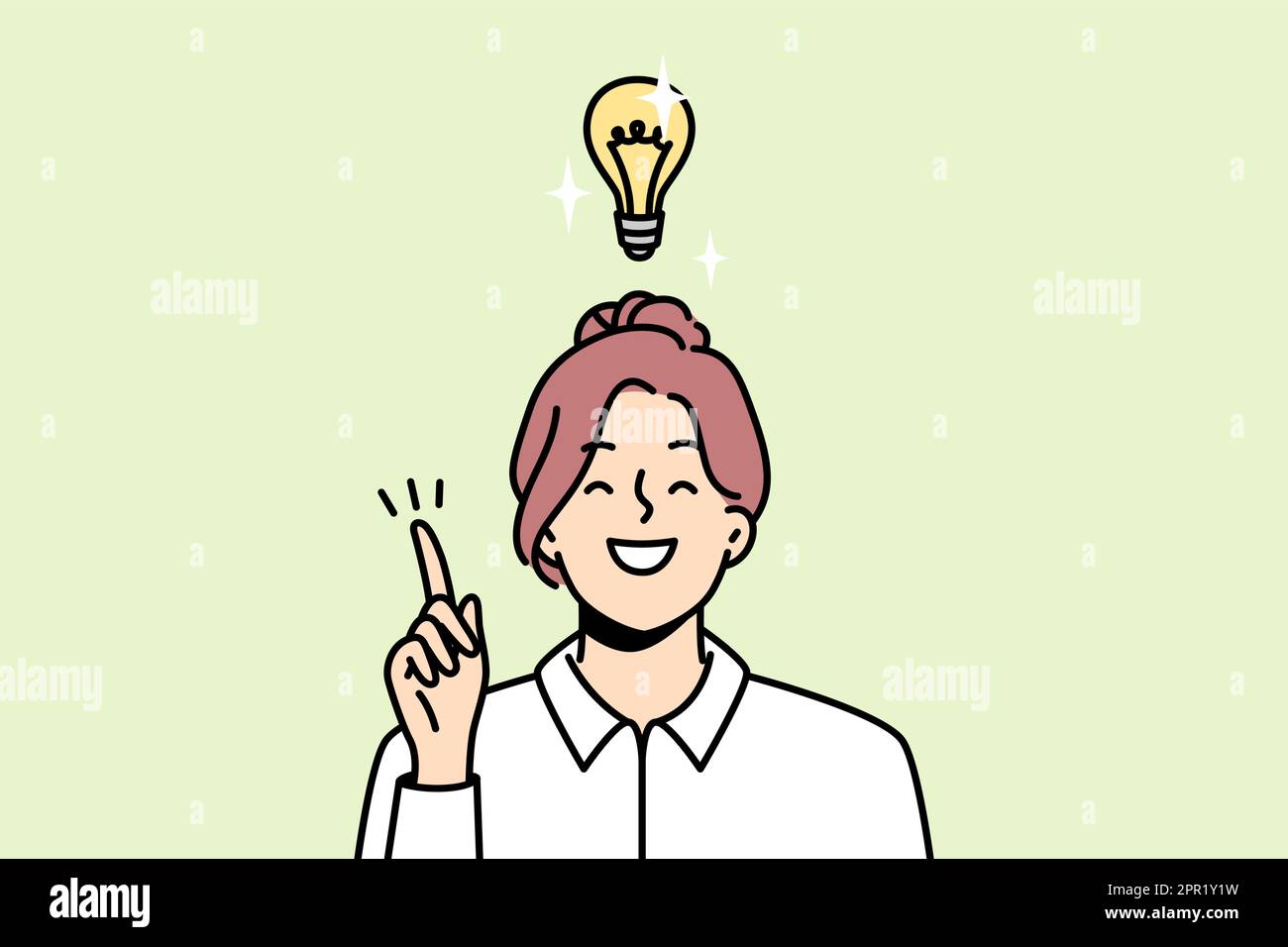 Shining light bulb over head of smiling smart girl Stock Vector Image & Art  - Alamy
