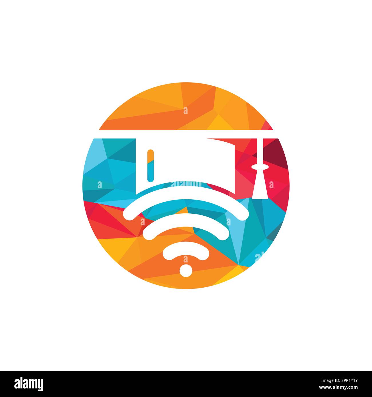 Graduate hat and wifi vector logo design. Study online logo concept