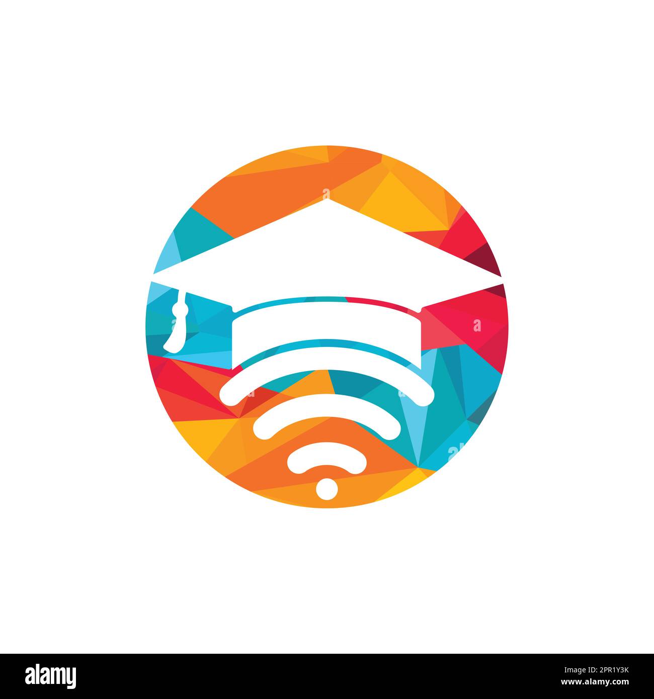 Graduate hat and wifi vector logo design. Study online logo concept