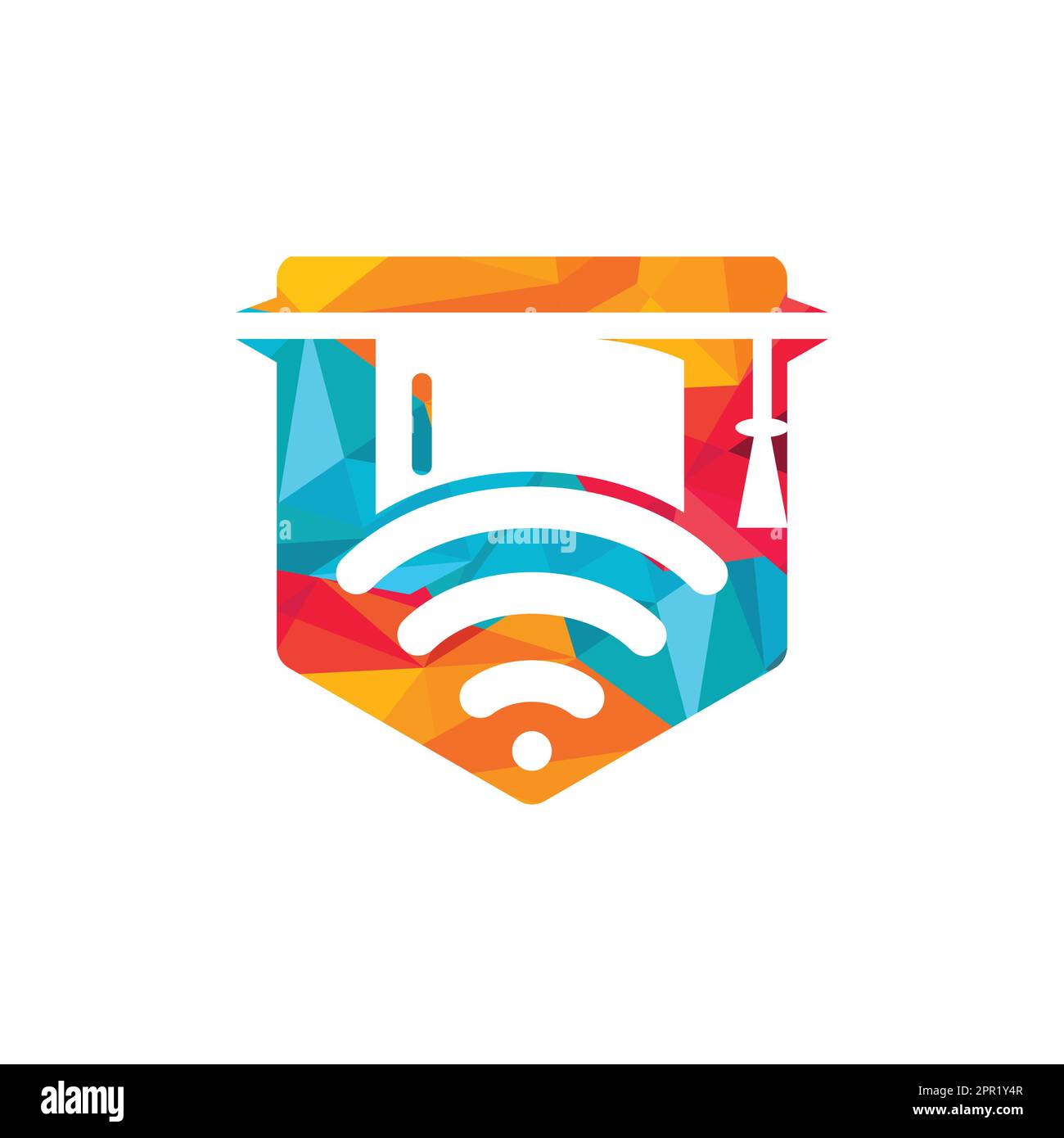 Graduate hat and wifi vector logo design. Study online logo concept ...