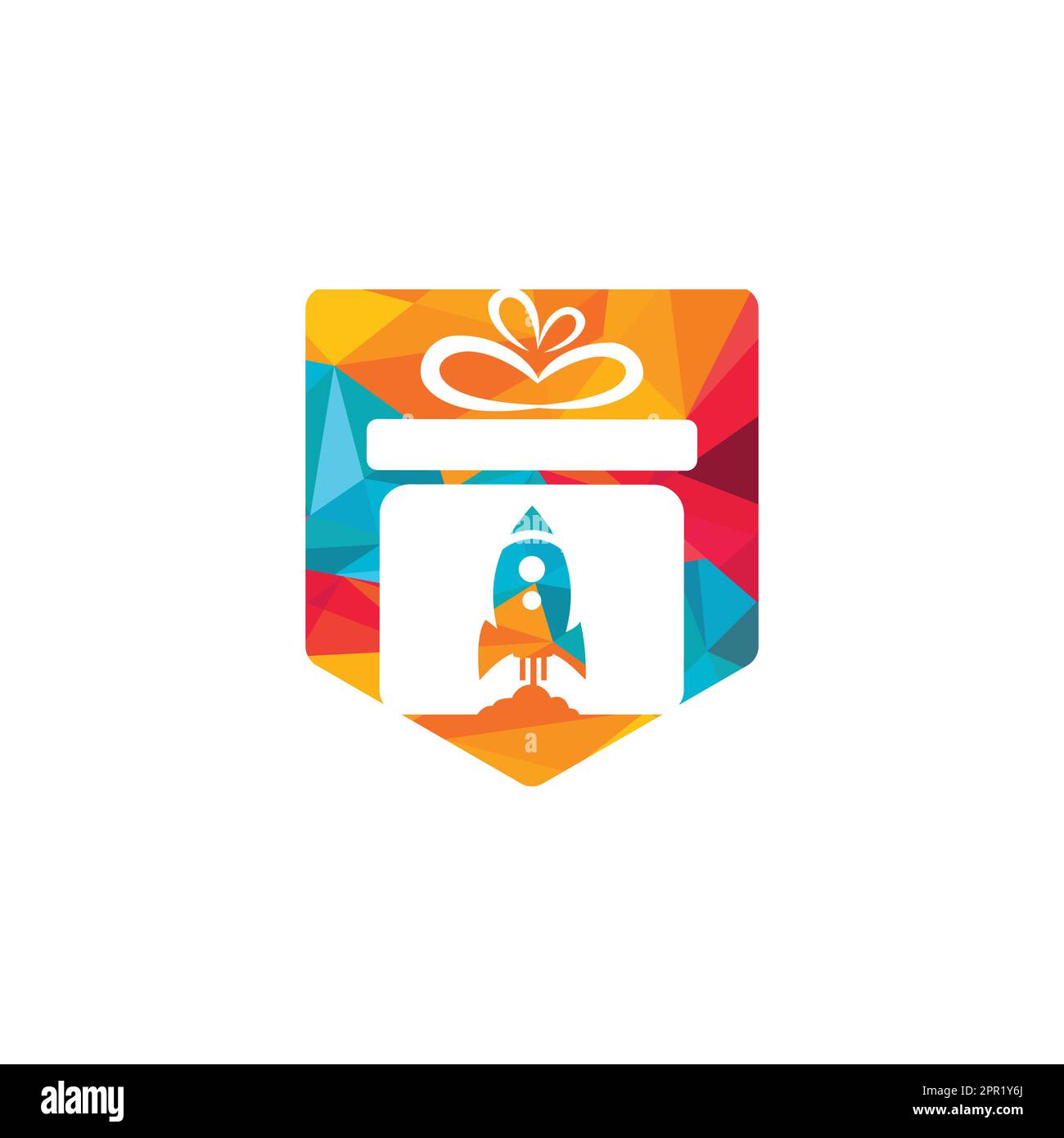 Gift Package with Rocket speed  vector logo design. Stock Vector