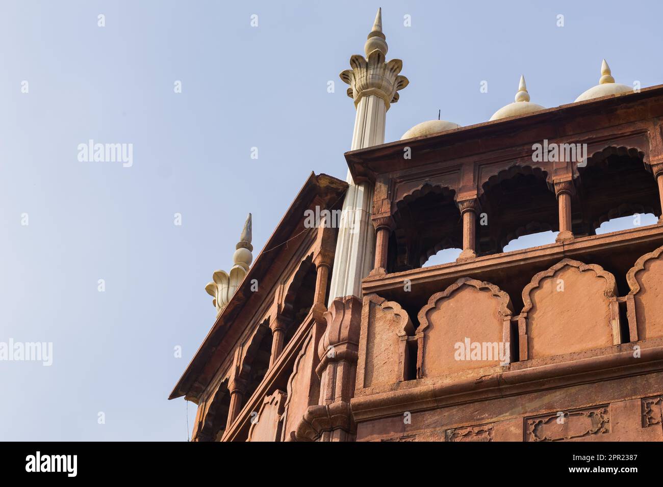 Courtyard entrance gate of jama masjid mosque made of red sandstone and
