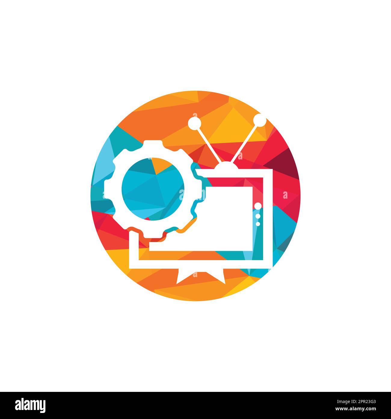 Television Gear vector logo design. TV repair logo. Television and