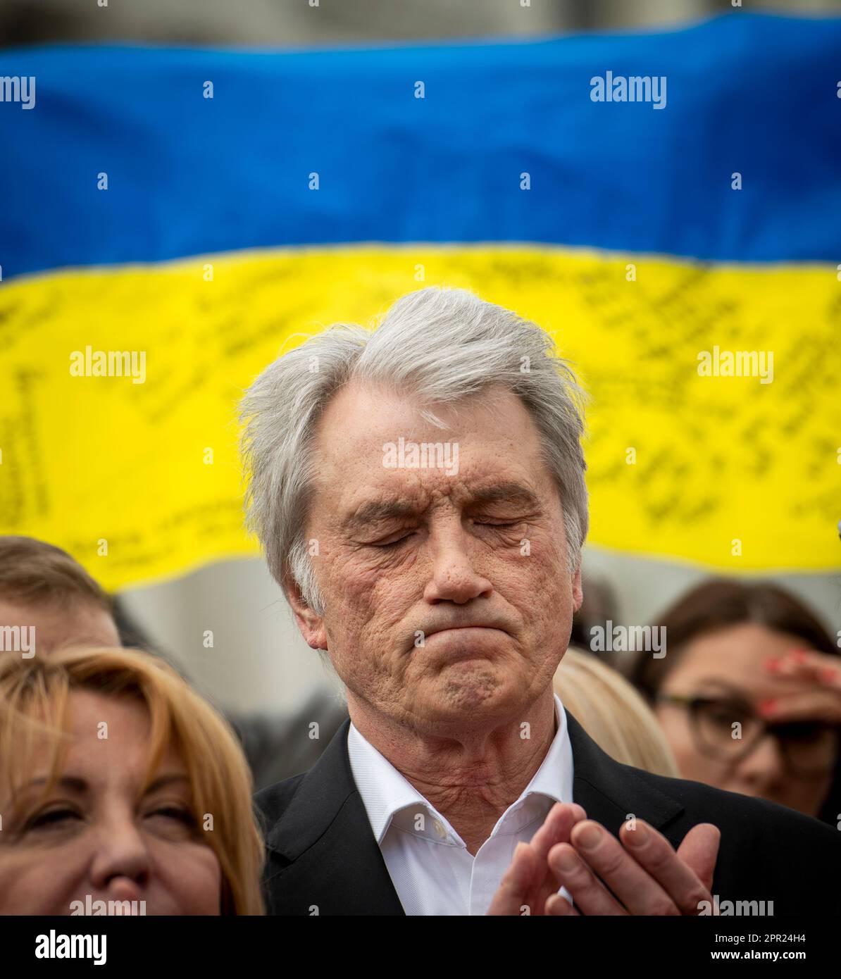 Washington, DC, April 25, 2023. Former Ukrainian President Viktor Yushchenko attends a press conference on the Ukrainian Victory Resolution at the US Capitol in Washington, DC, Tuesday, April 25, 2023. Credit: Rod Lamkey/CNP/MediaPunch Stock Photo