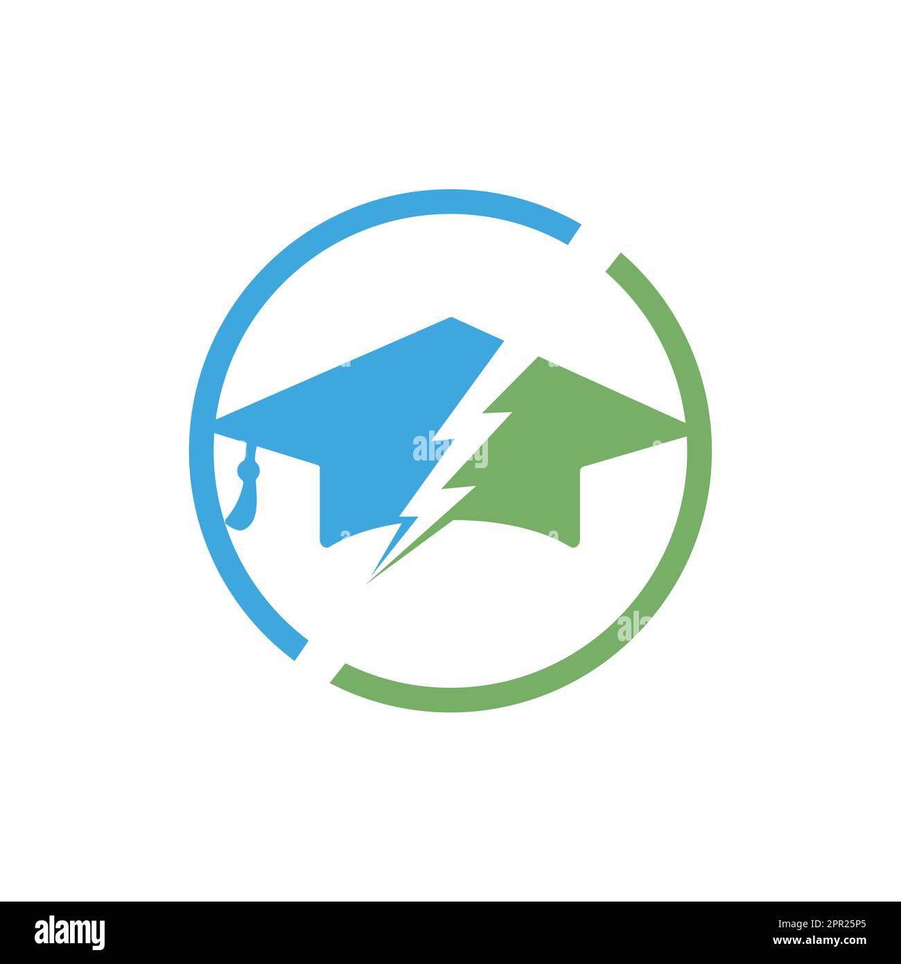 Flash student vector logo template. Education logo with graduation cap and thunder icon. Stock Vector