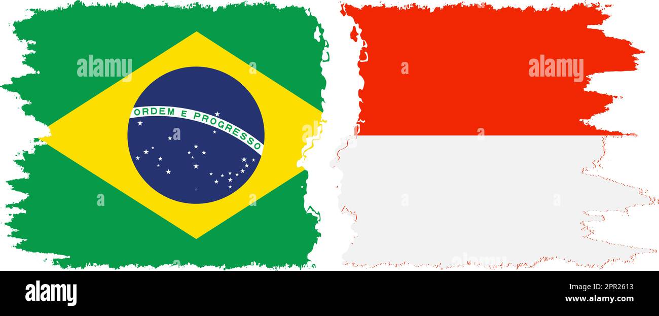 Indonesia and Brazil grunge flags connection, vector Stock Vector Image