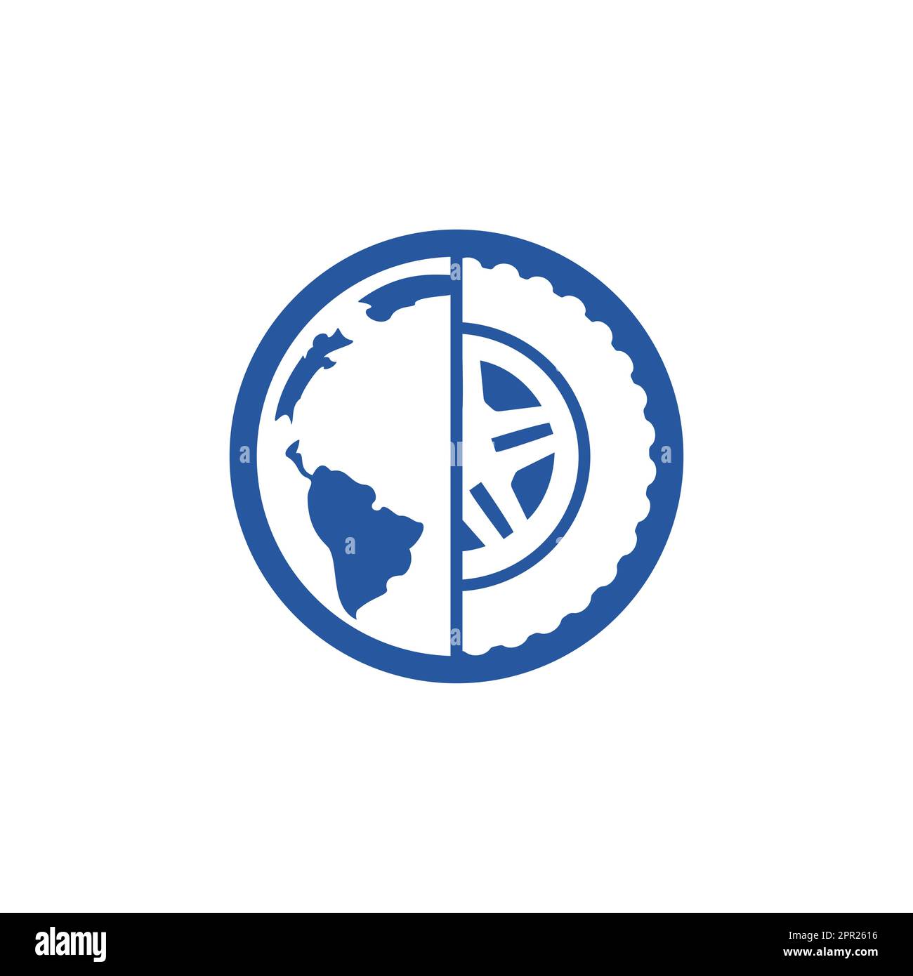 Tire world vector logo template. Vector wheel and planet logo combination. Stock Vector