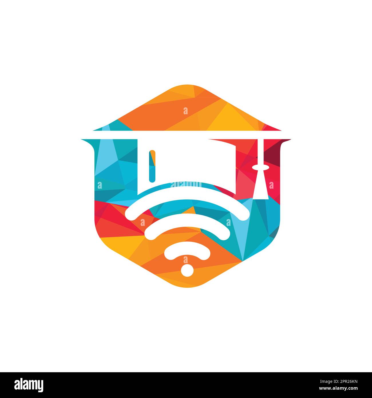 Graduate hat and wifi vector logo design. Study online logo concept ...