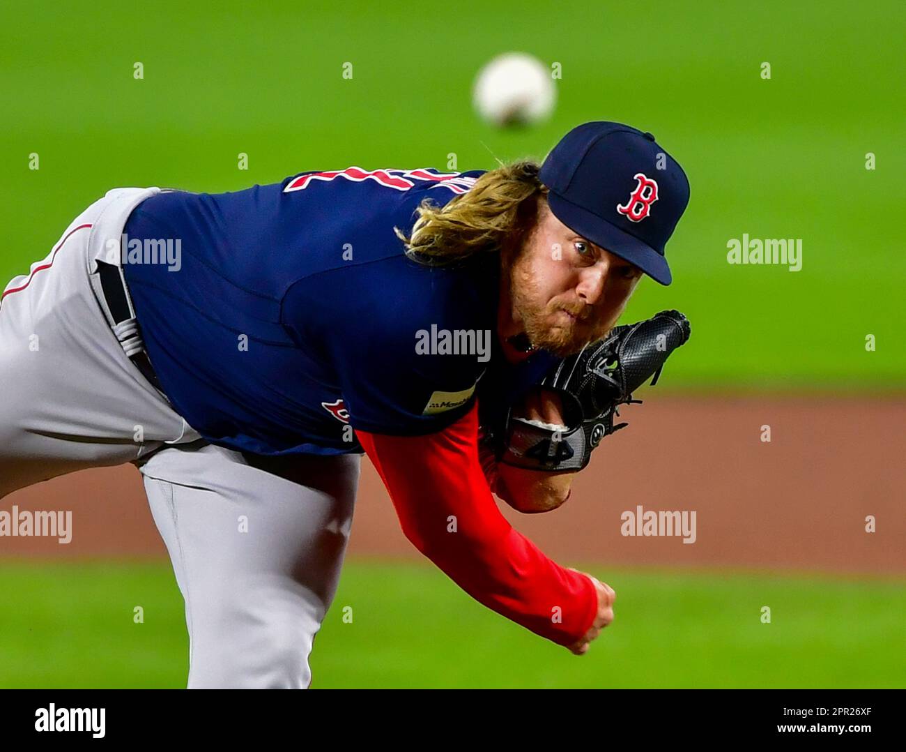 Baltimore, United States. 25th Apr, 2023. Boston Red Sox relief pitcher Kaleb Ort (61) delivers to the Baltimore Orioles during the ninth inning at Camden Yards in Baltimore, Maryland, on Tuesday, April 25, 2023. Photo by David Tulis/UPI Credit: UPI/Alamy Live News Stock Photo