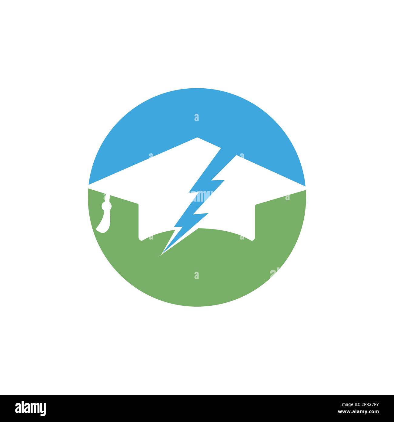 Flash student vector logo template. Education logo with graduation cap and thunder icon. Stock Vector