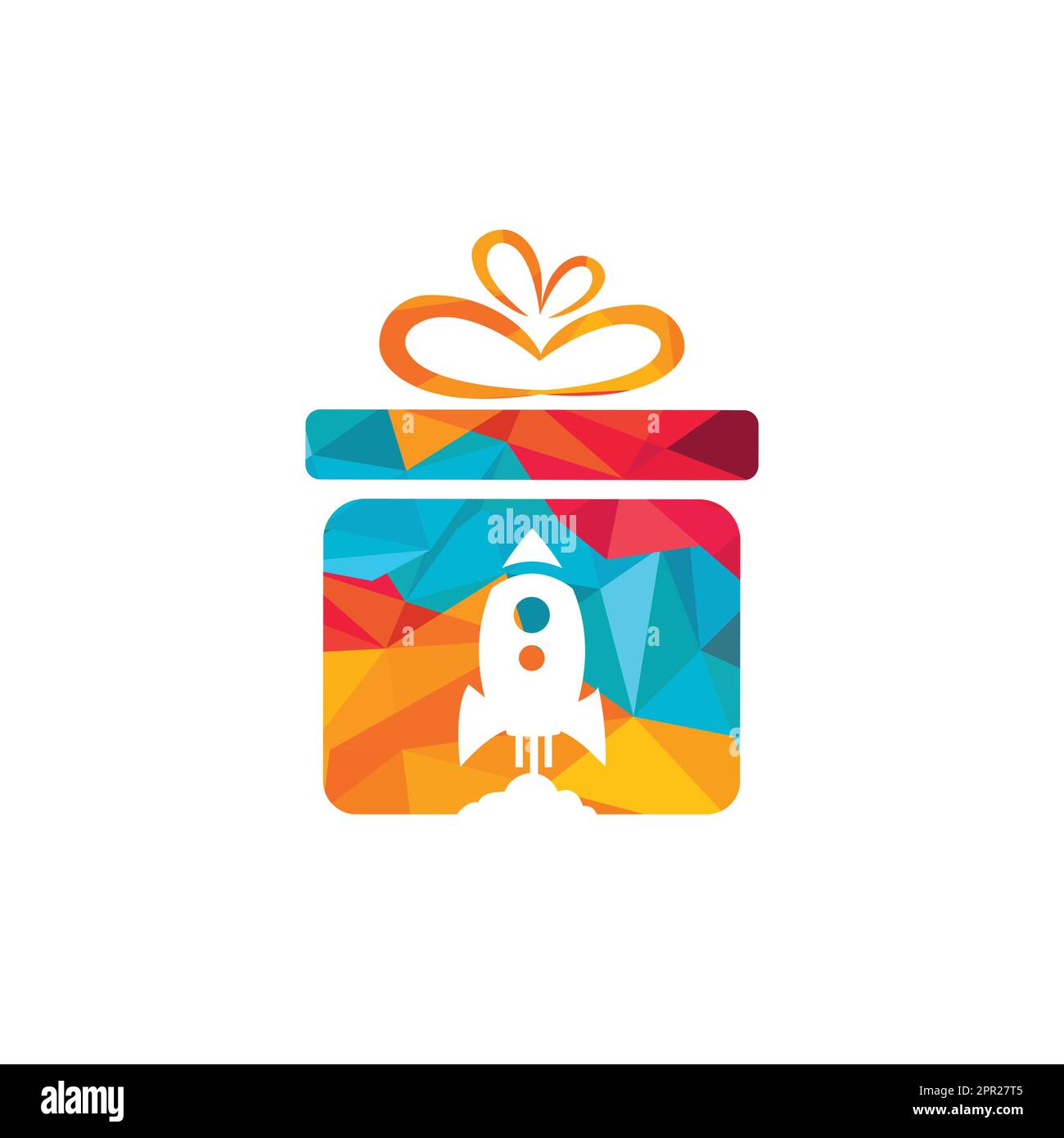 Gift Package with Rocket speed  vector logo design. Stock Vector