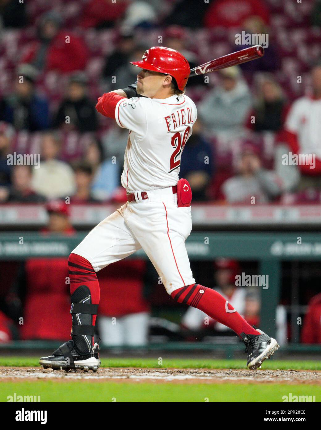 Cincinnati Reds' TJ Friedl (29) hits a game winning single in a