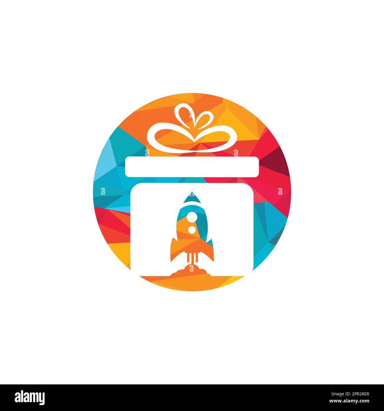 Gift Package with Rocket speed  vector logo design. Stock Vector