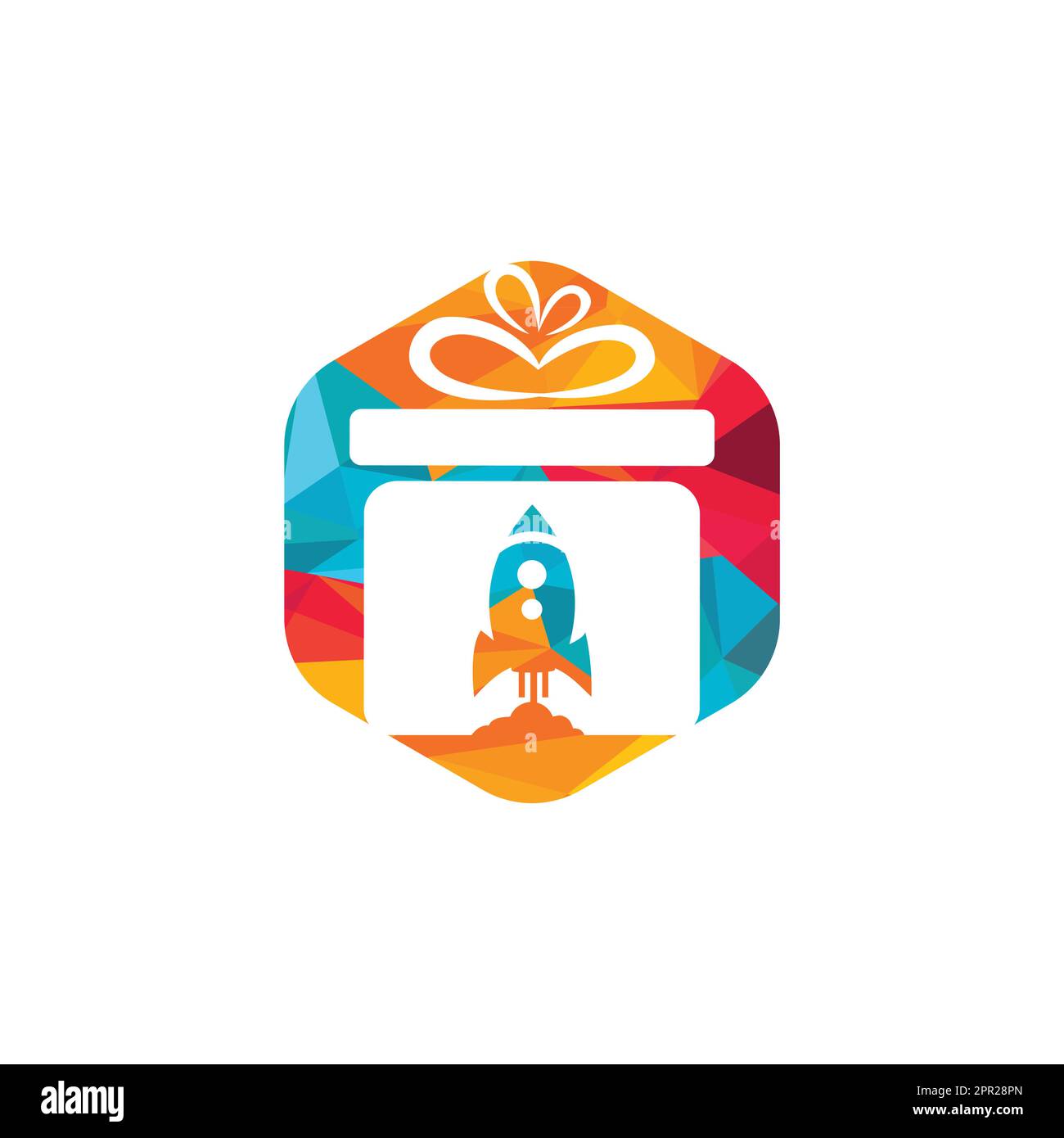 Gift Package with Rocket speed  vector logo design. Stock Vector
