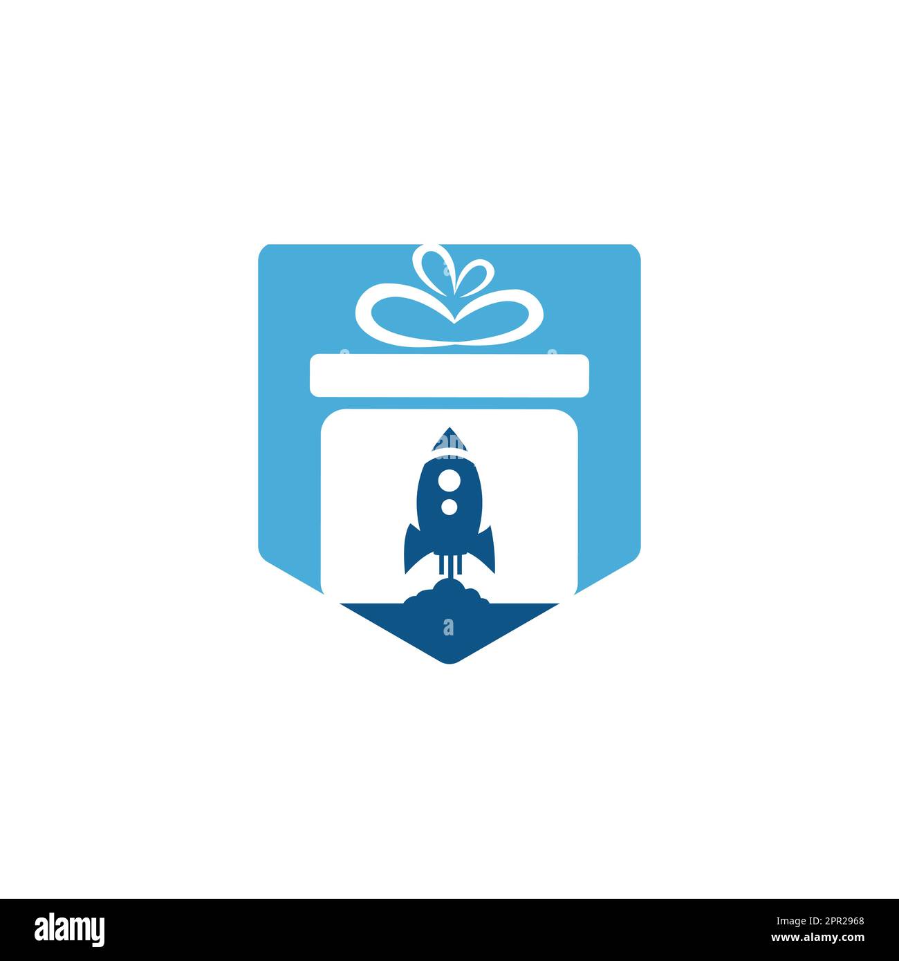Gift Package with Rocket speed vector logo design. Stock Vector