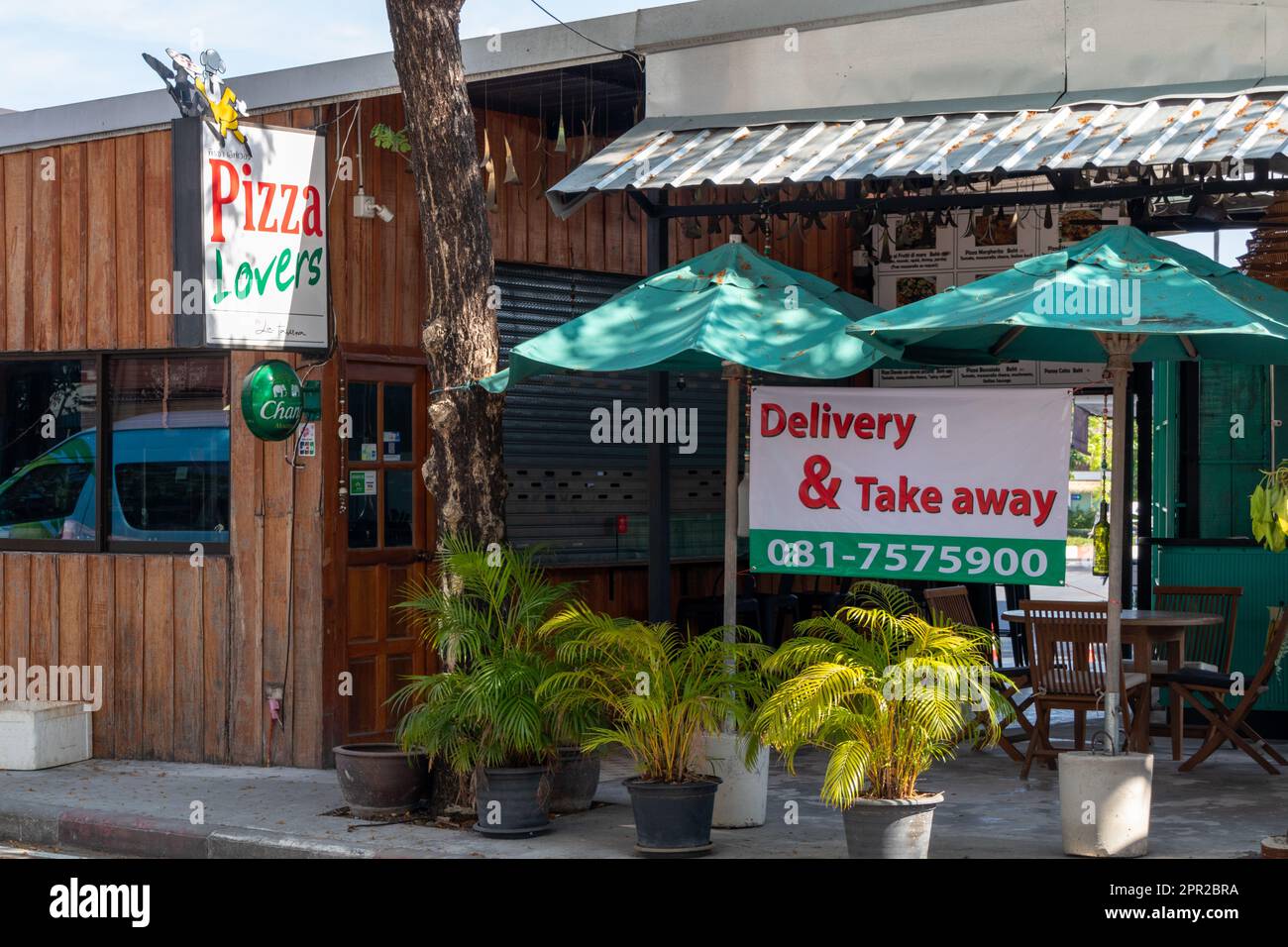 Pizza Lovers restaurant in Bopat Avenue, Cherngtalay, Phuket, Thailand Stock Photo