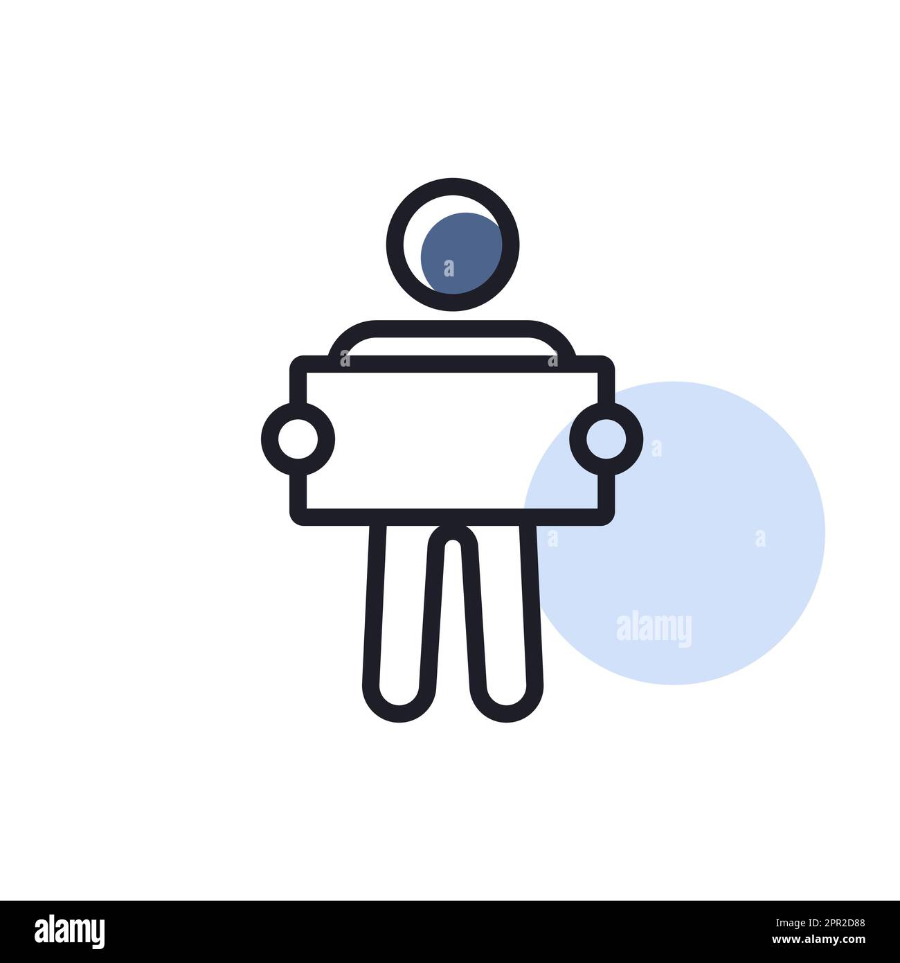 Man standing and holding in hands banner icon Stock Vector