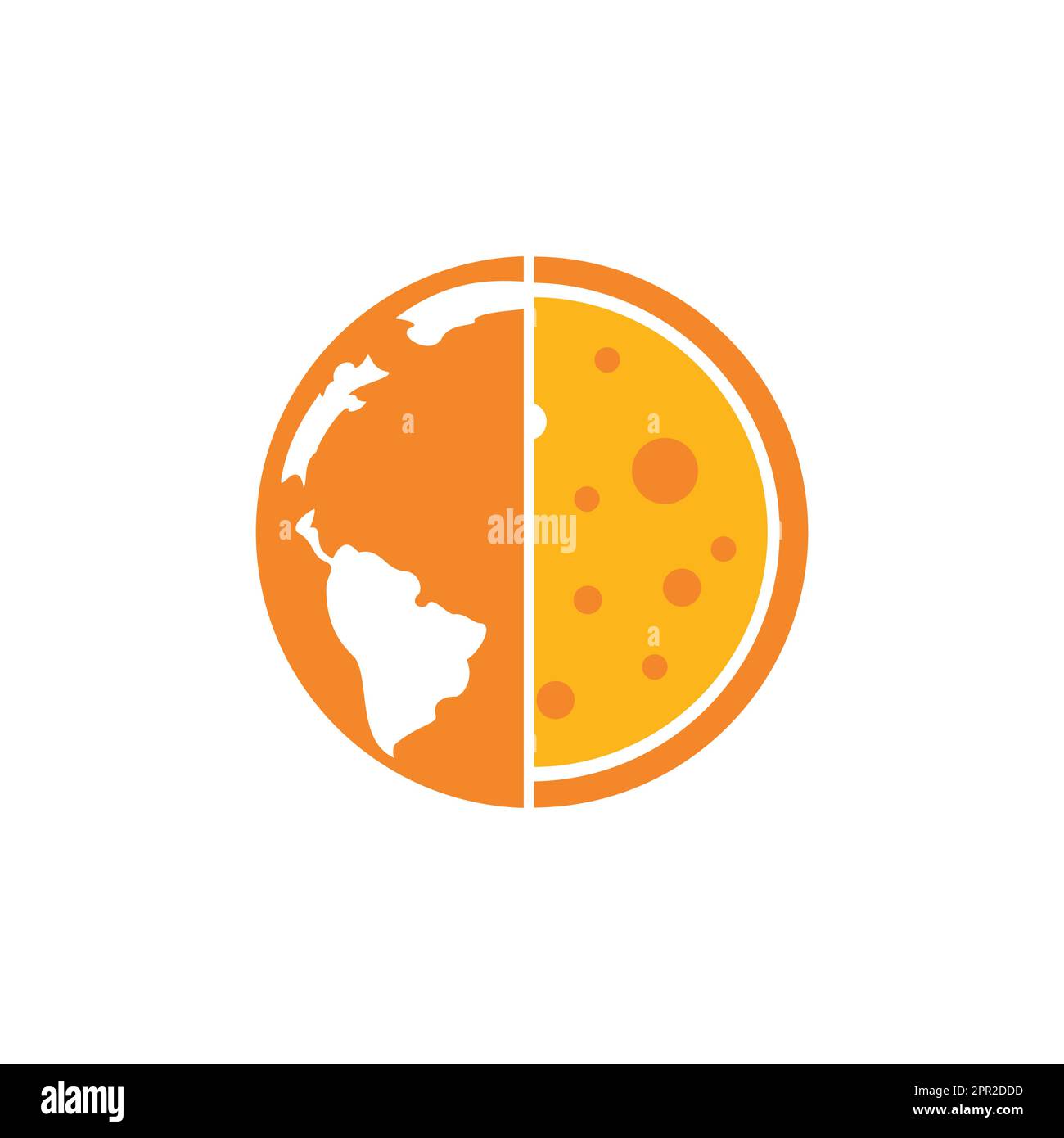Pizza Planet vector logo design. Unique pizzeria logotype design template. Stock Vector