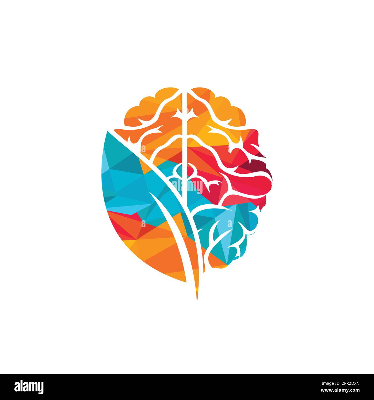 Brain leaf vector logo design. Modern organic logotype template. Think Green label. Stock Vector