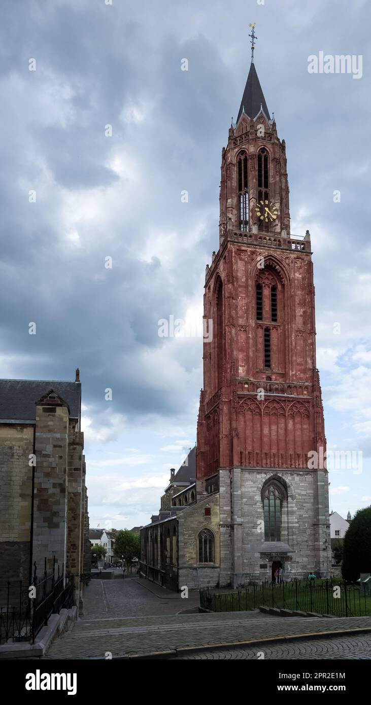 Architectural detail of the Gothic Church of Saint John, located at the Vrijthof, a large urban square in the centre of the city Stock Photo