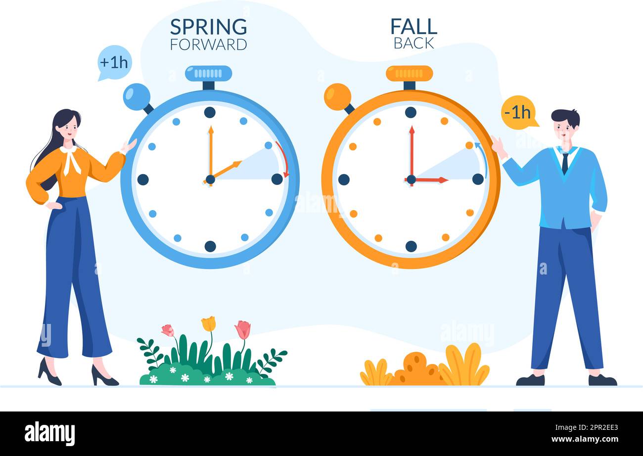 Spring forward. Clock showing daylight saving time. Summer time vector  concept. Clock time, change dst on watch illustration Stock Vector Image &  Art - Alamy