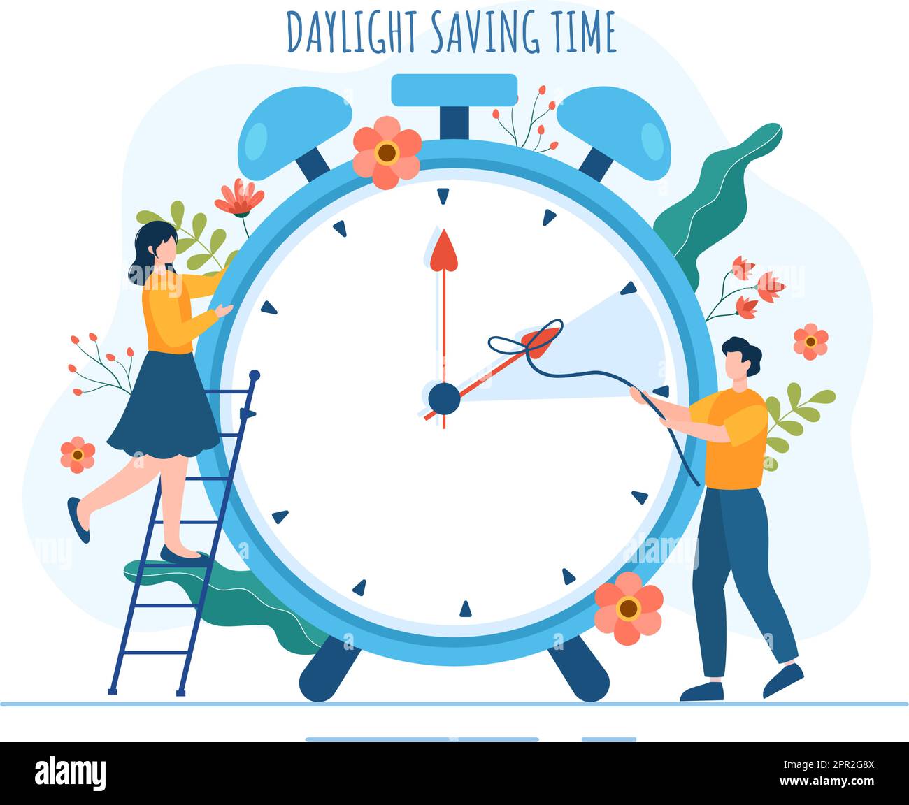 Spring forward. Clock showing daylight saving time. Summer time vector  concept. Clock time, change dst on watch illustration Stock Vector Image &  Art - Alamy