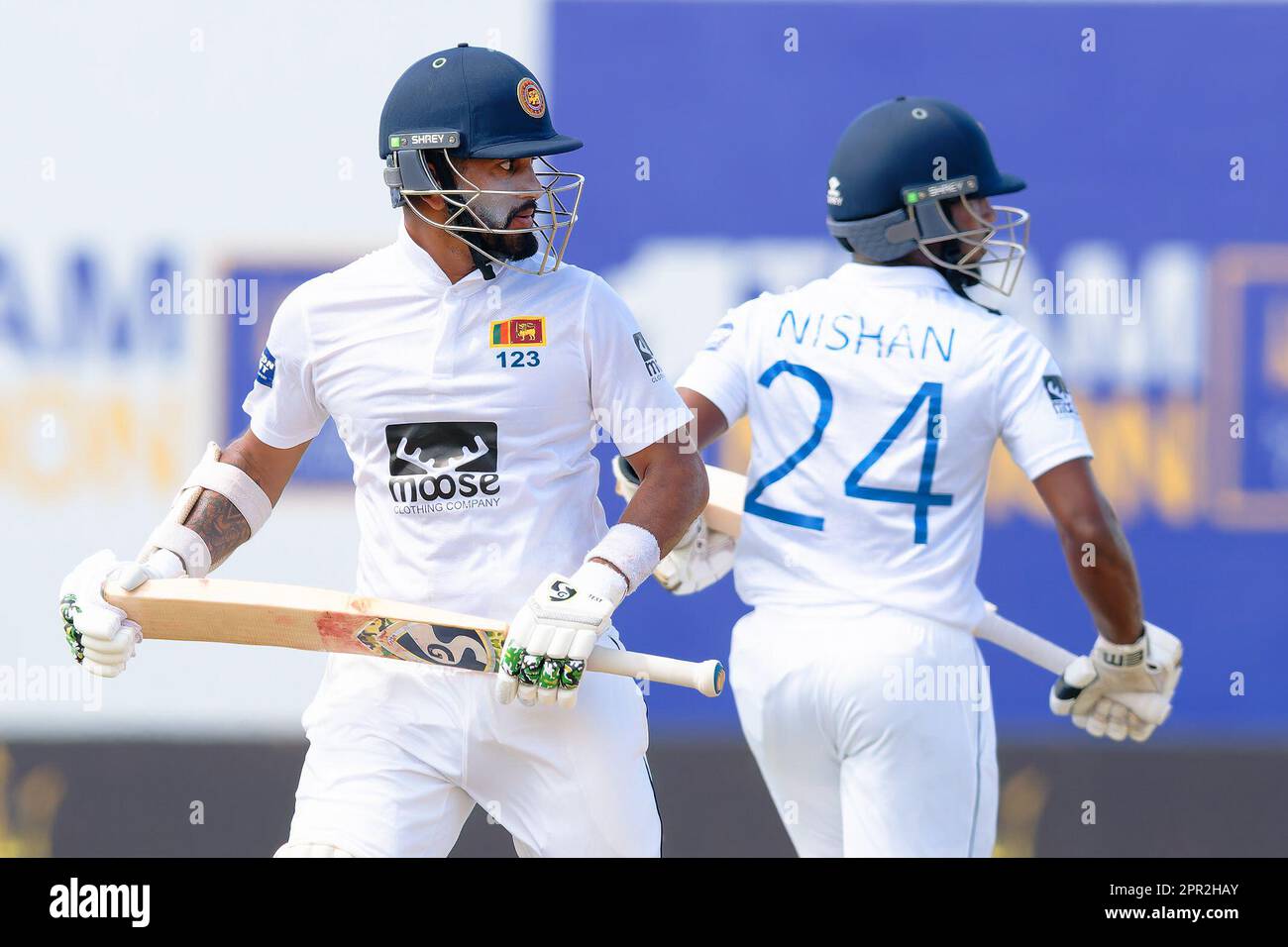 Galle, Sri Lanka. 26th April 2023. Dimuth Karunaratne and Nishan
