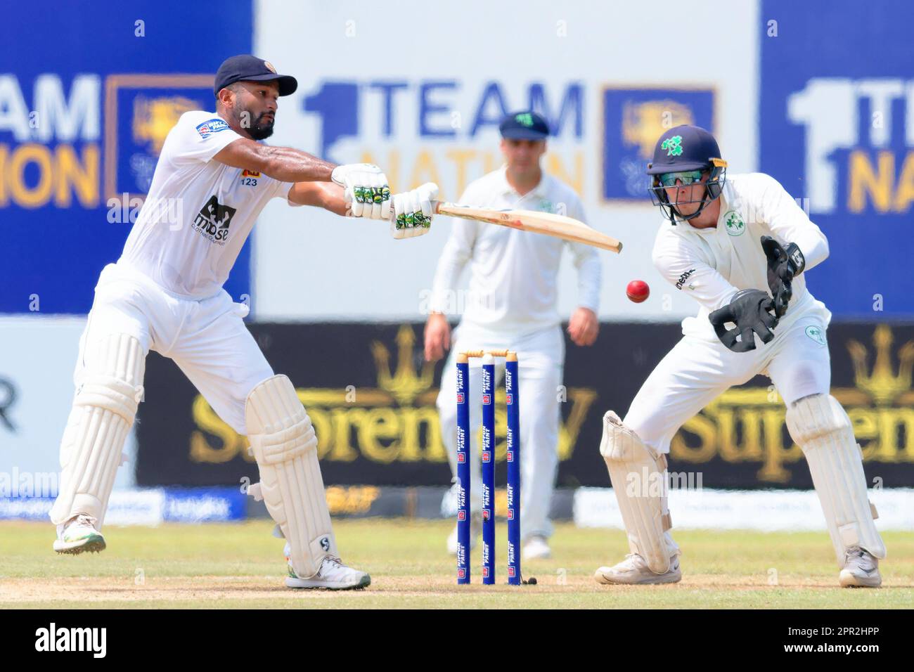 Galle, Sri Lanka. 26th April 2023. Dimuth Karunaratne of Sri Lanka