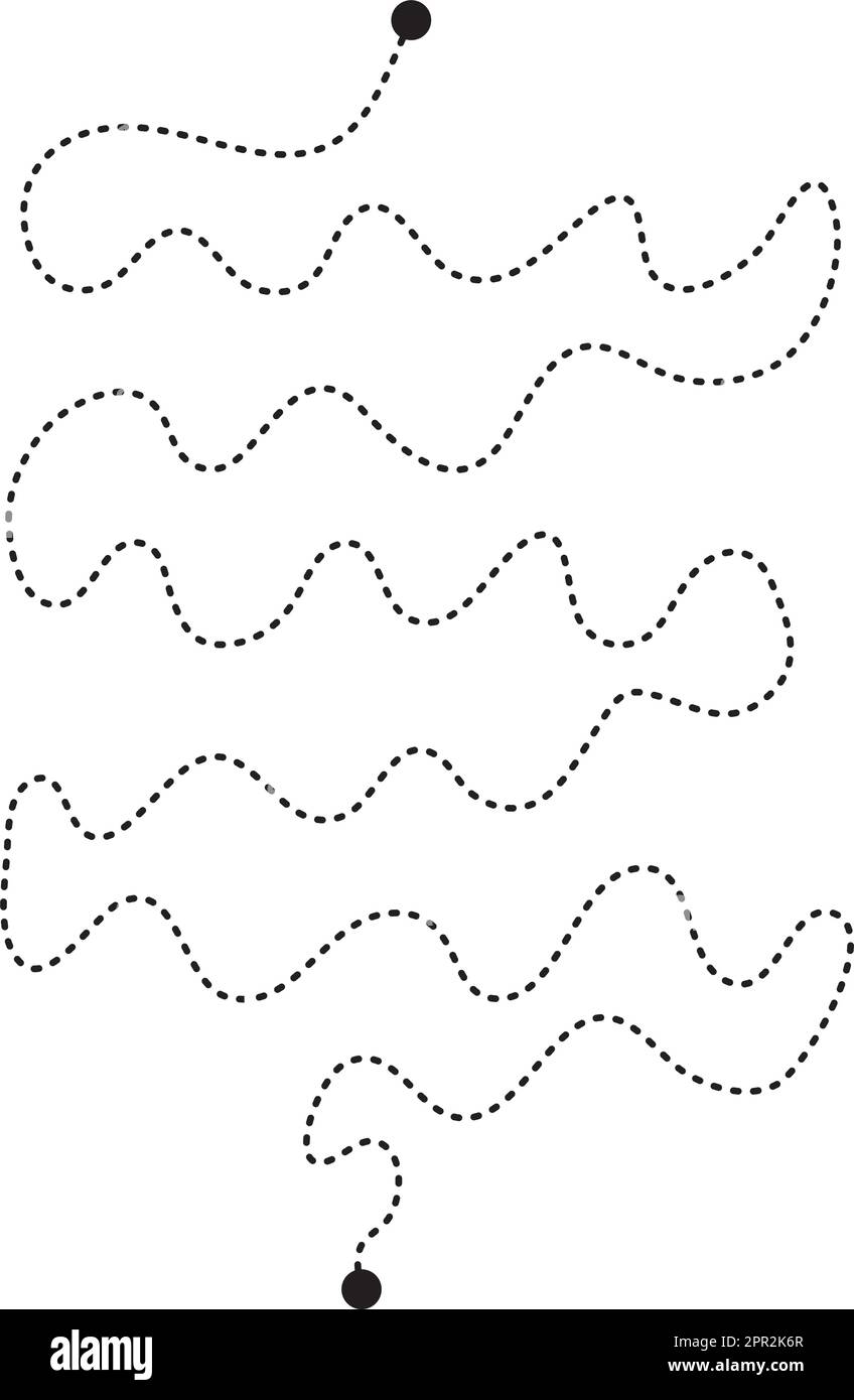 Prewriting tracing lines and curve shapes element for preschool