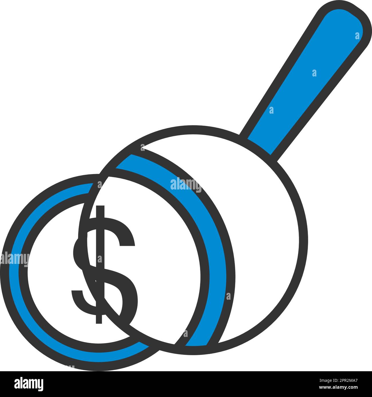 Magnifying Over Coins Stack Icon Stock Vector