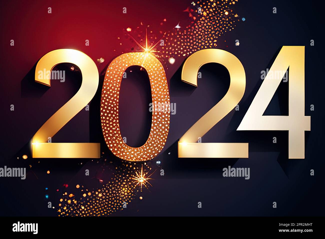 2024 golden bold letters symbol colored design Happy new year