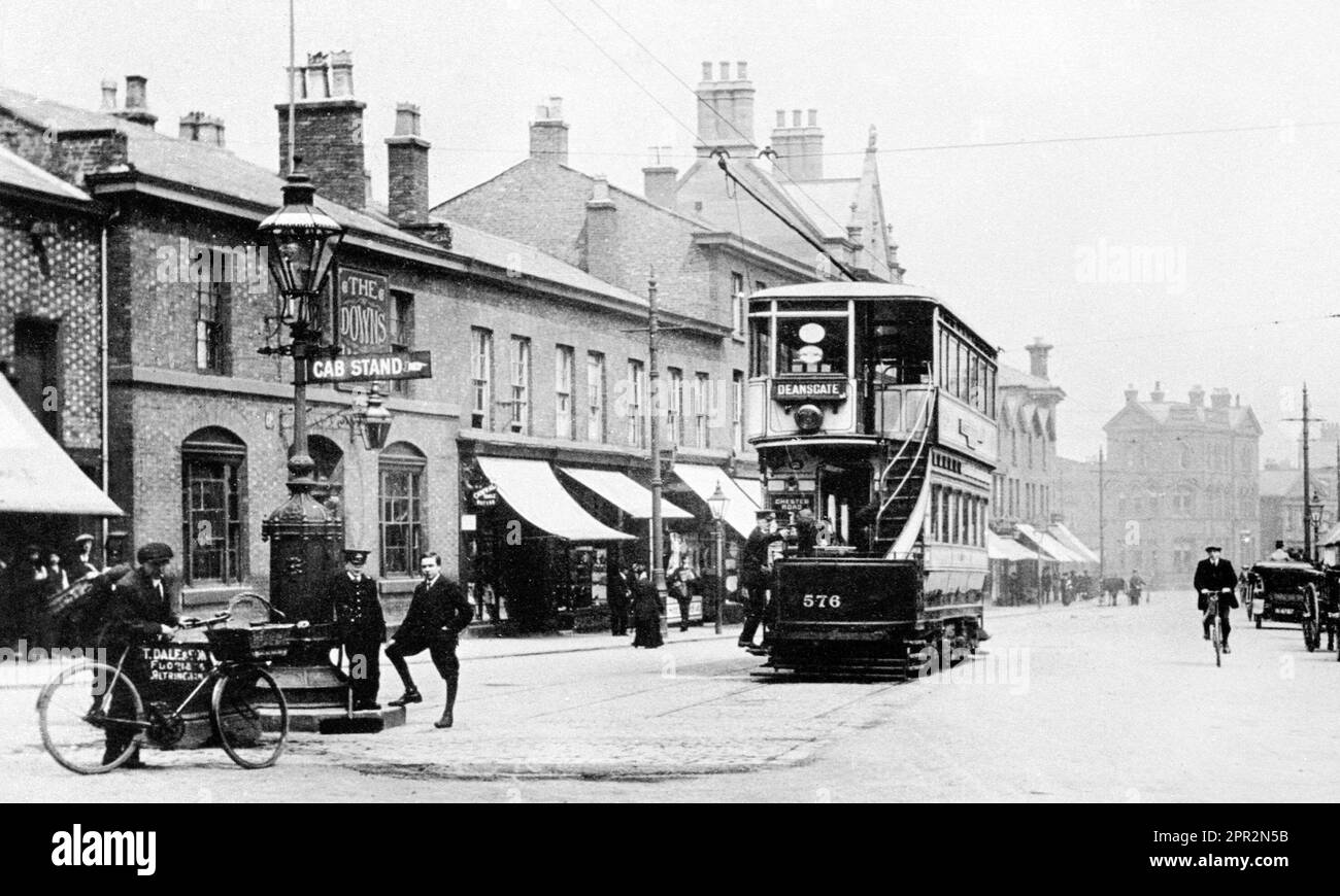 Railway Street tram terminus, Altrincham, early 1900s Stock Photo Alamy