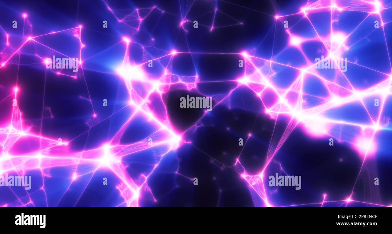 Abstract purple plexus lines triangles energy magical background. Stock Photo