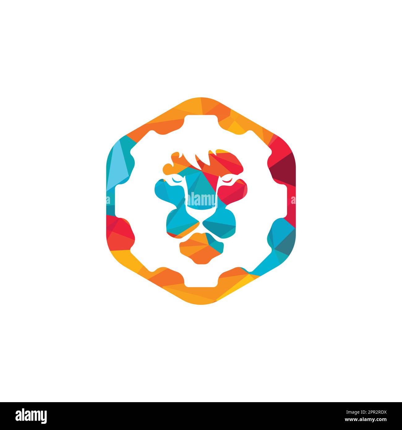 Creative lion gear vector logo design. Lion tech logo concept. Stock Vector