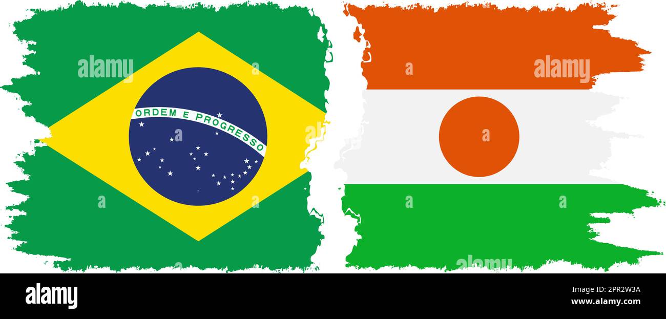 Niger and Brazil grunge flags connection, vector Stock Vector