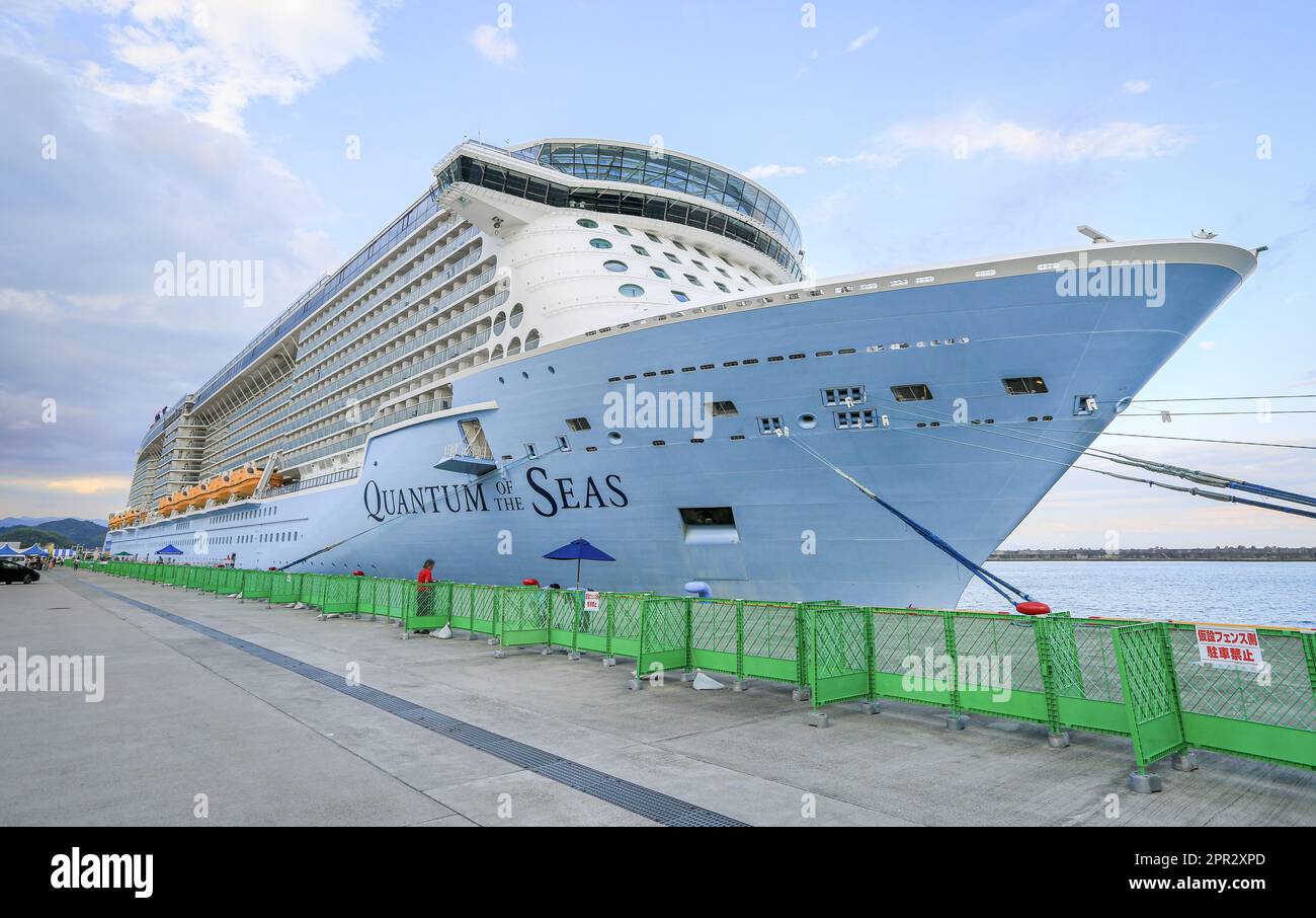 The giant cruise ship Quantum of the Seas in Kochi port, Japan, Royal
