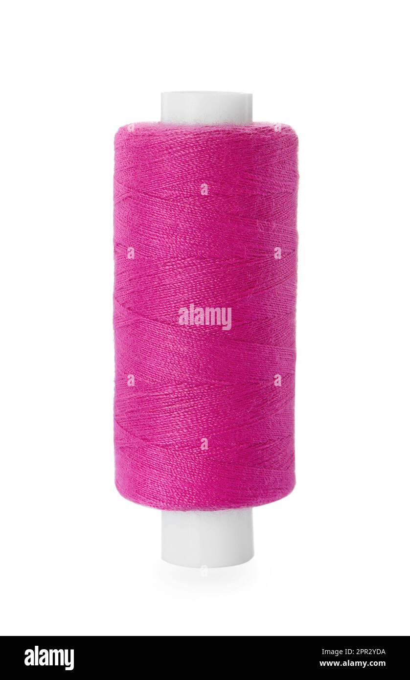 Spool of pink sewing thread isolated on white Stock Photo Alamy