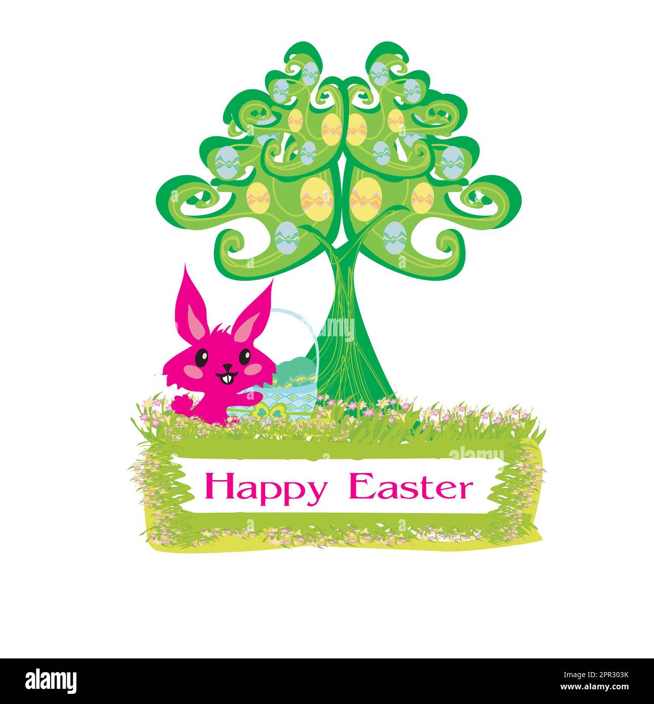 Illustration of happy Easter bunny carrying egg Stock Vector Image ...