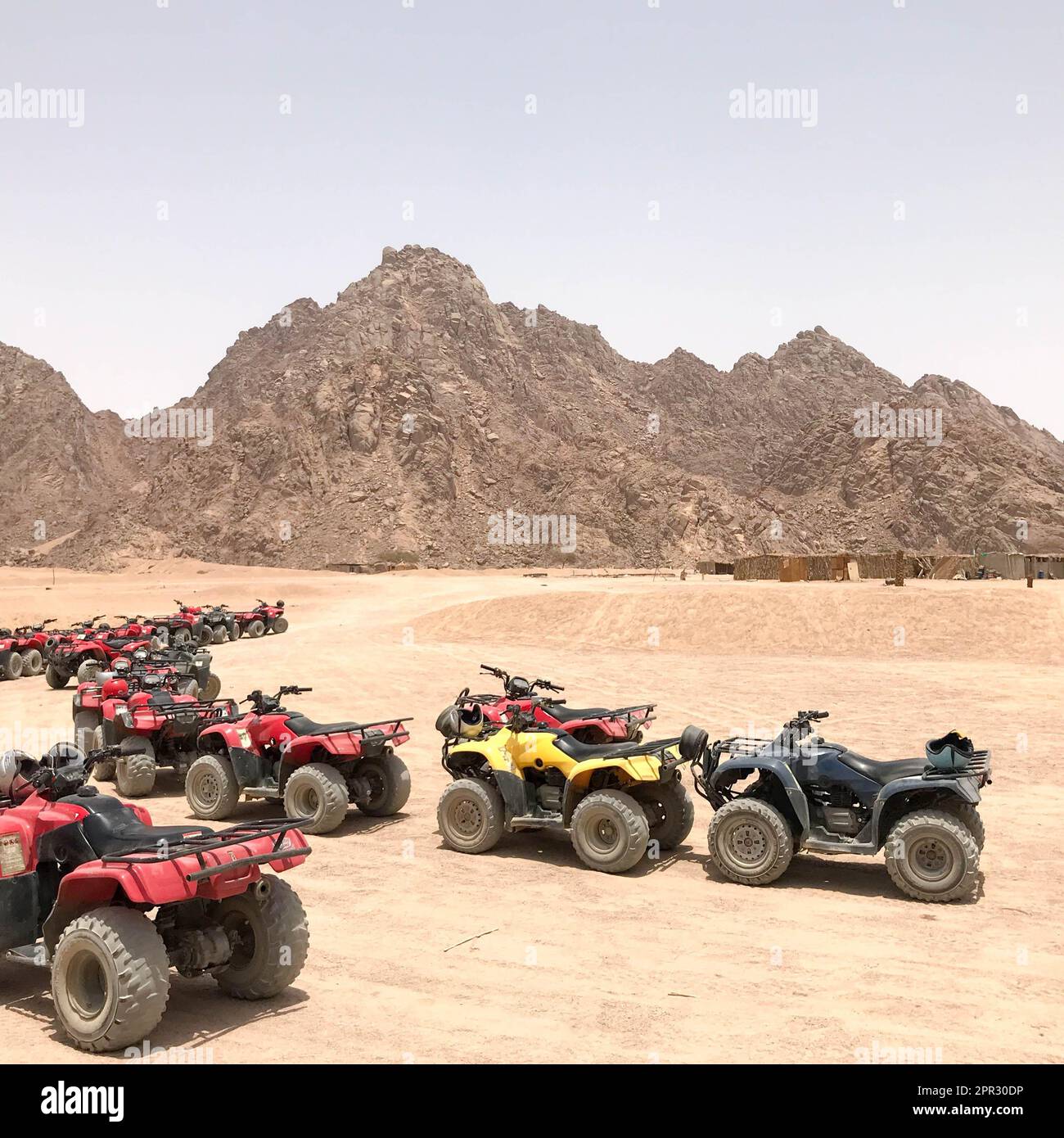Many fourwheeled powerful fast offroad fourwheel drive ATVs