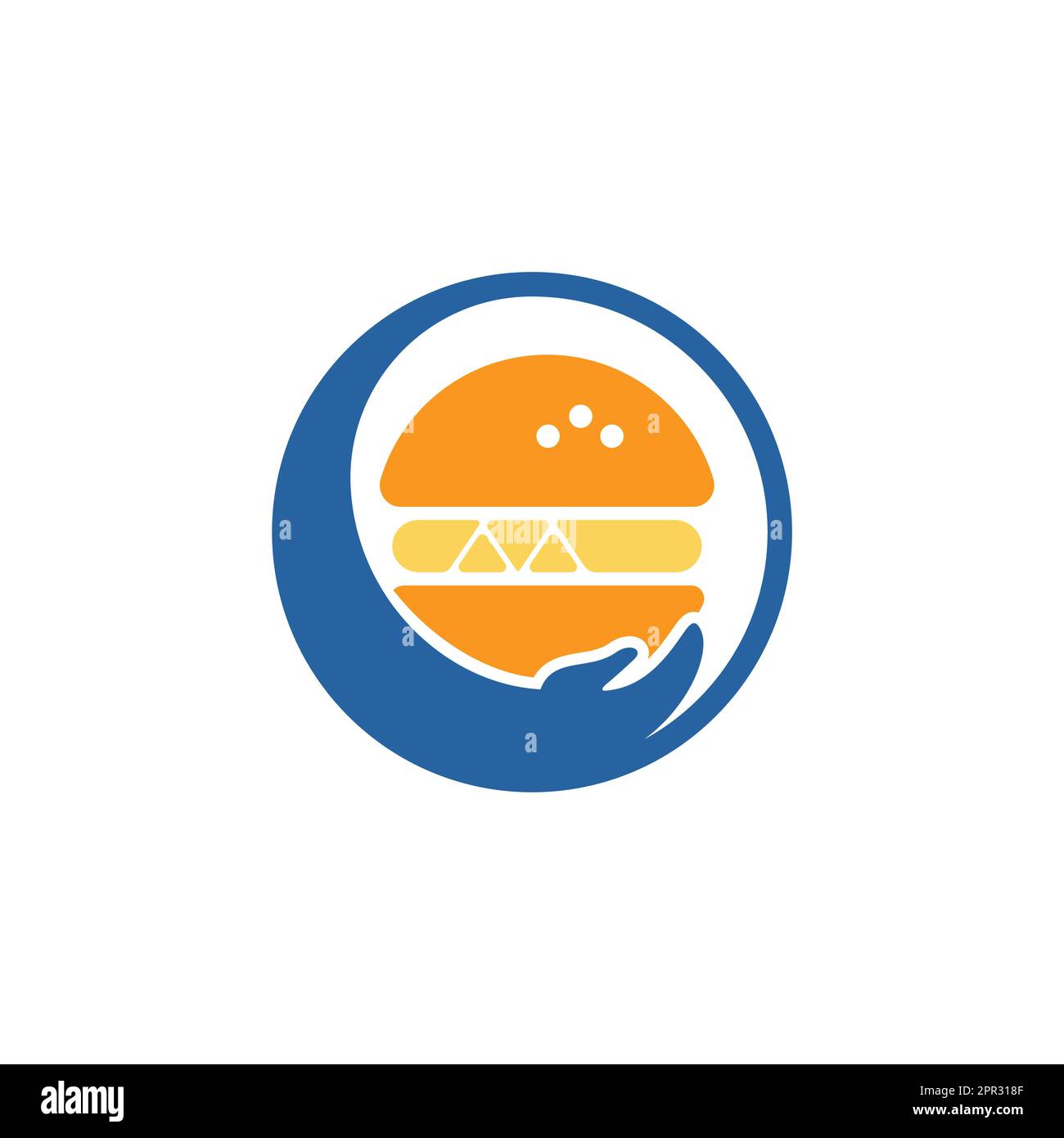 Burger care vector logo design. Vector burger and hand logo combination. Stock Vector