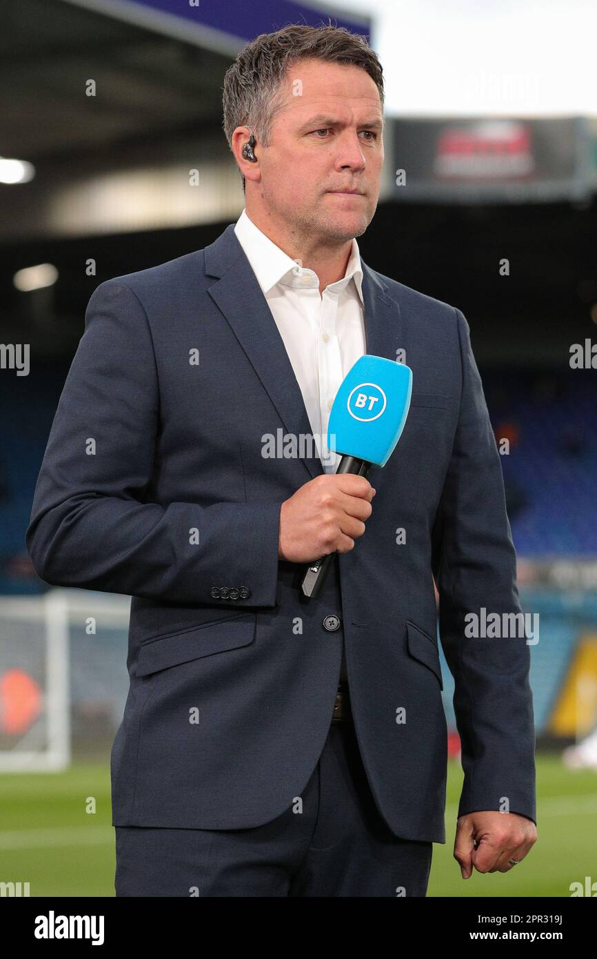 Leeds, UK. 25th Apr, 2023. Michael Owen providing coverage for BT Sports ahead of tonight's Premier League match Leeds United vs Leicester City at Elland Road, Leeds, United Kingdom, 25th April 2023 (Photo by James Heaton/News Images) in Leeds, United Kingdom on 4/25/2023. (Photo by James Heaton/News Images/Sipa USA) Credit: Sipa USA/Alamy Live News Stock Photo