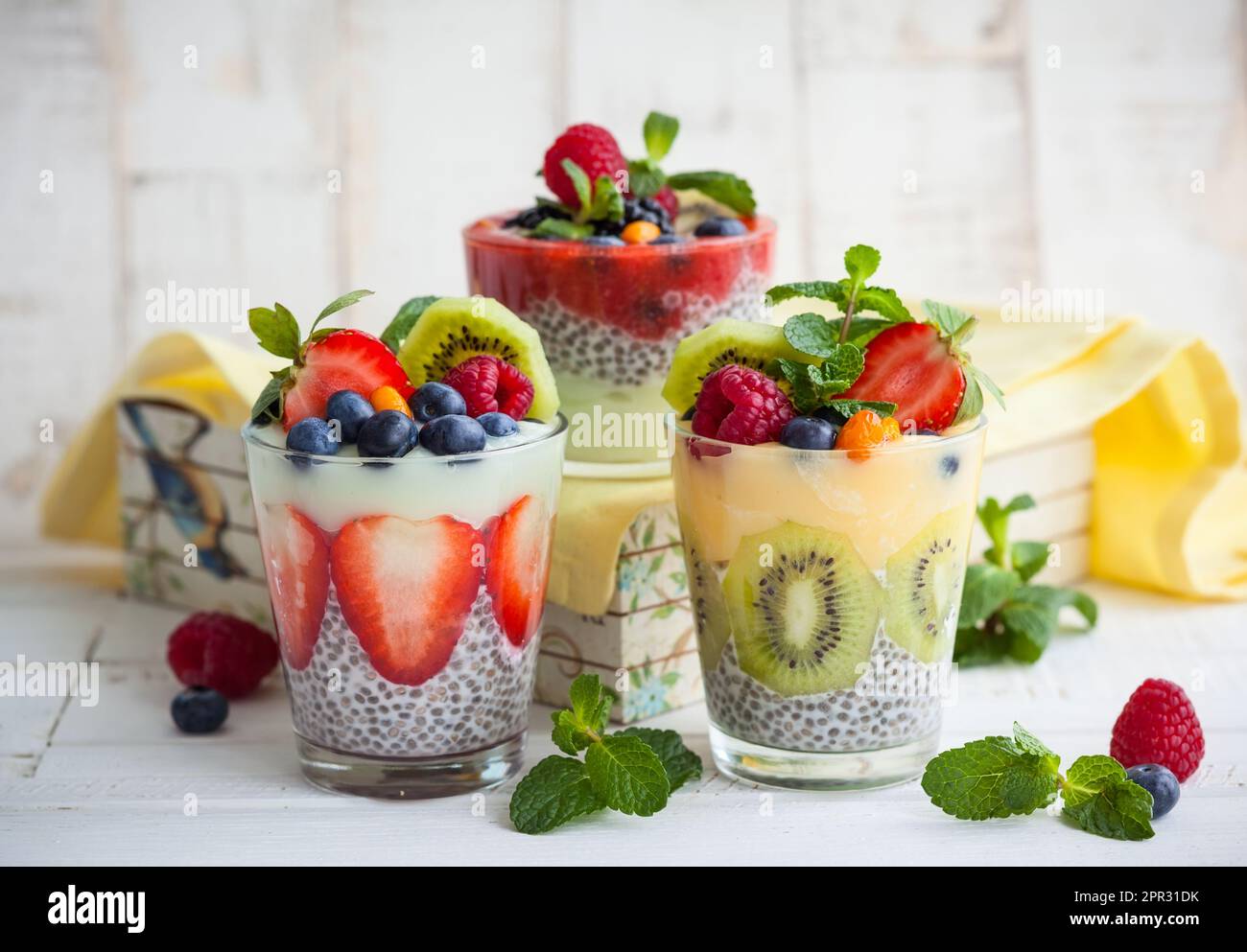 Layered berry and chia seeds smoothies Stock Photo - Alamy