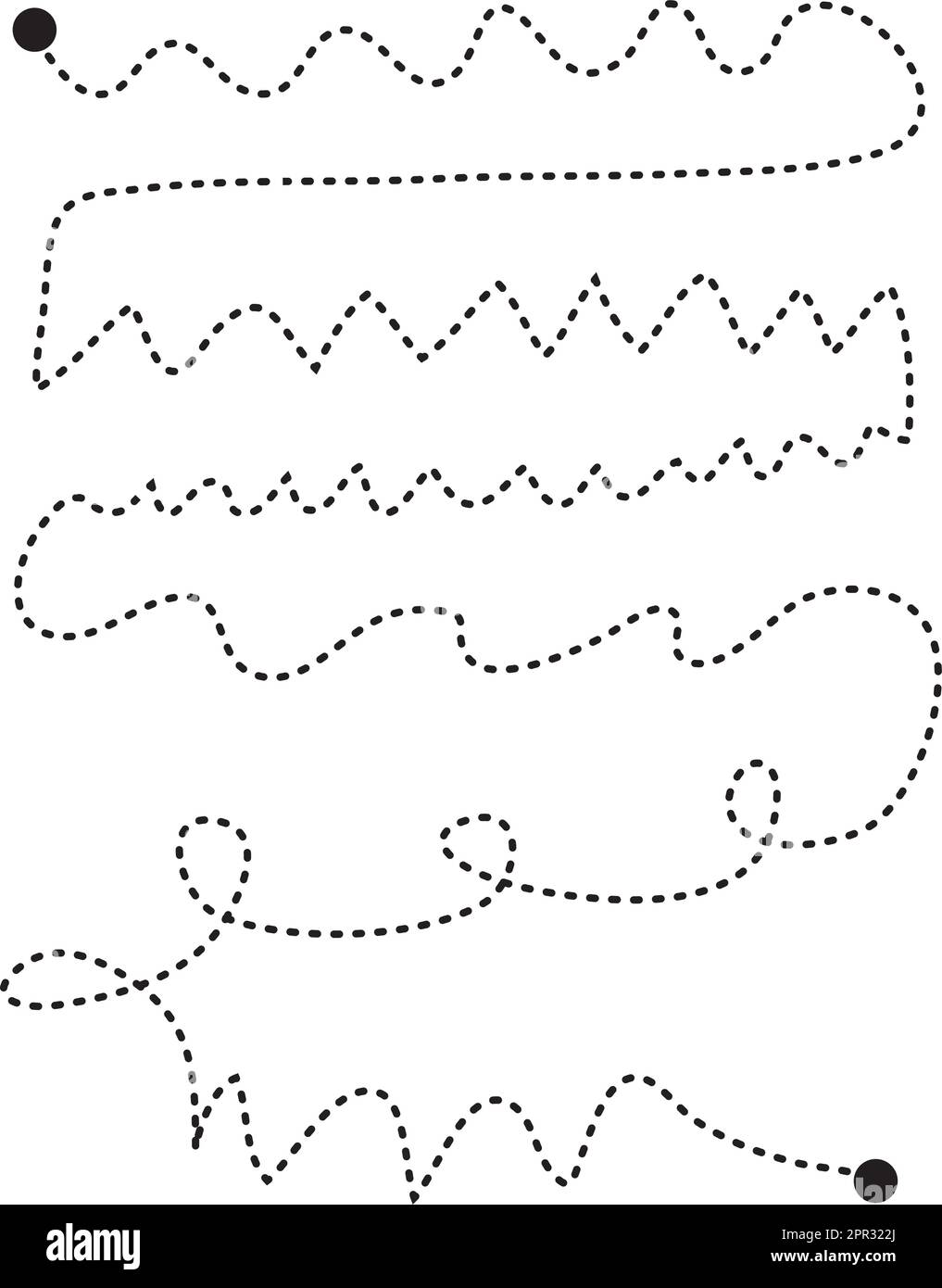 Prewriting tracing lines and curve shapes element for preschool