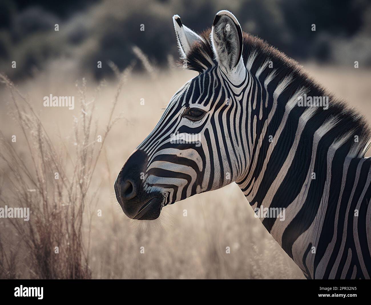 spectacular close-up of a zebra in the wild Stock Photo
