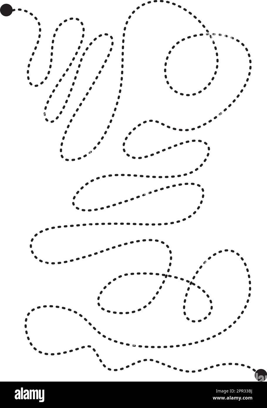 Prewriting tracing lines and curve shapes element for preschool
