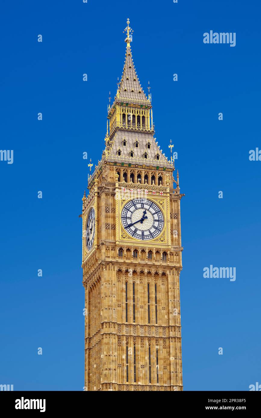 Big Ben and the Elizabeth Tower in 2022 after a four year renovation. Westminster, London, England, United Kingdom Stock Photo